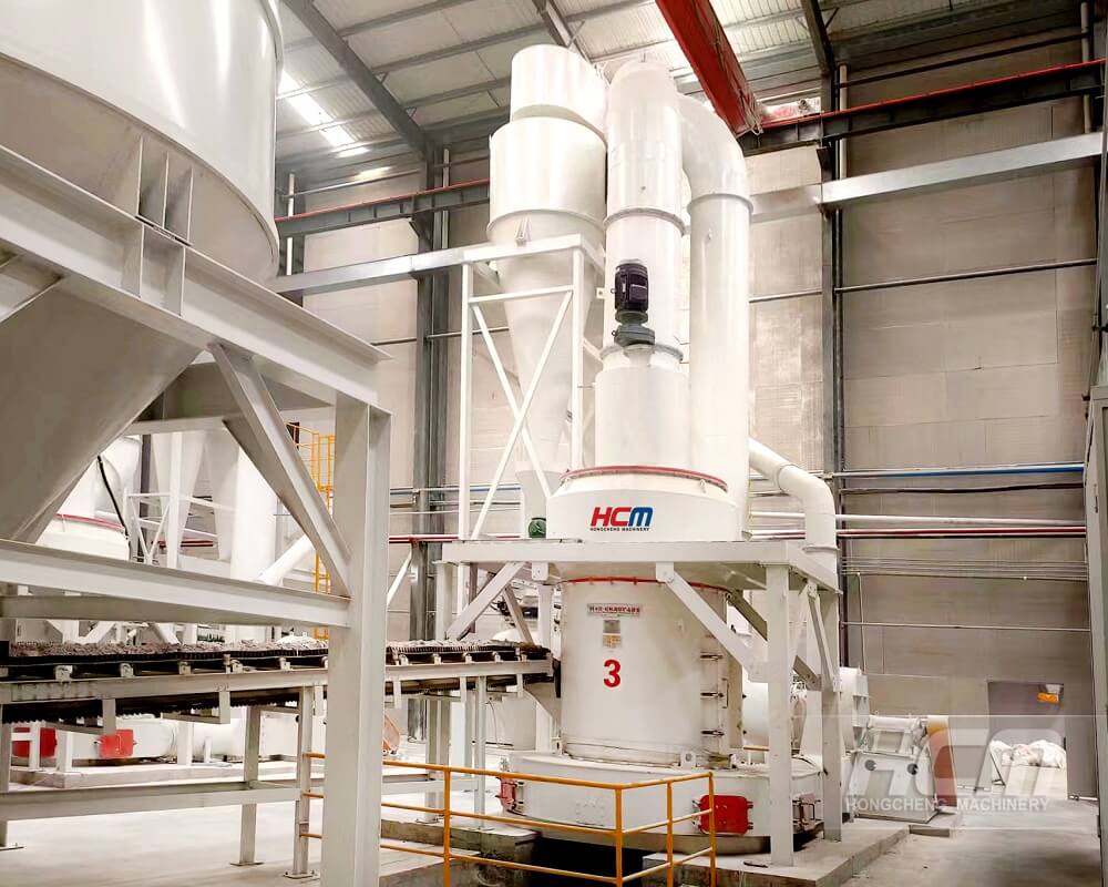  What type of mill is used for calcined gypsum at 300 degrees Celsius?